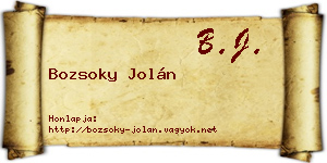 Bozsoky Jolán névjegykártya