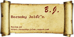 Bozsoky Jolán névjegykártya